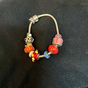 Sterling silver bracelet with charms